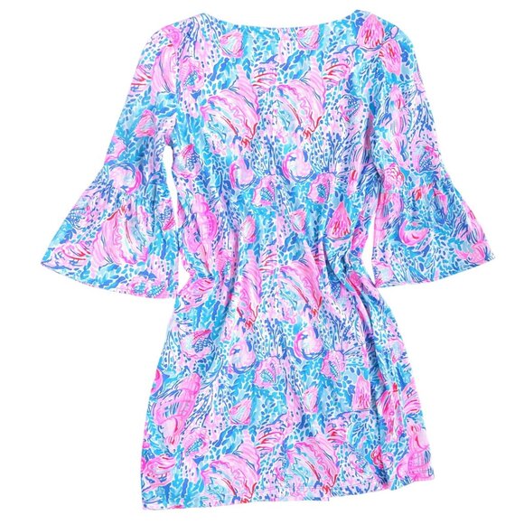 Lilly Pulitzer Tosha Shift Dress Multi Treasure Trove Ruffle Cuffs Small - Picture 3 of 7